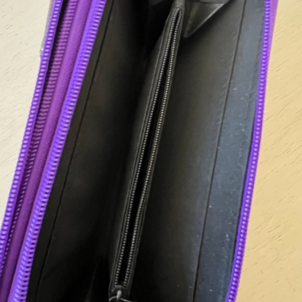 Purple Western Style Studded Wallet Bohemian Elephant Double Zipper Wristlet New - Picture 8 of 11